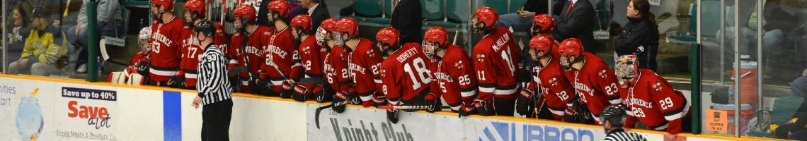 St. Lawrence Hockey players on the substitution bench